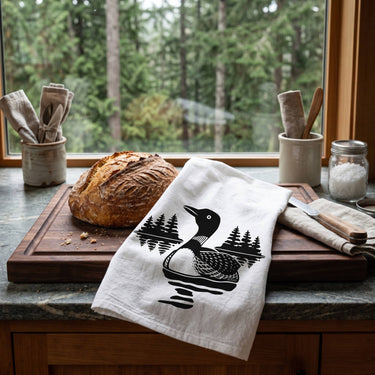 Loon Tea Towel — Illustrated Cotton Kitchen Towel