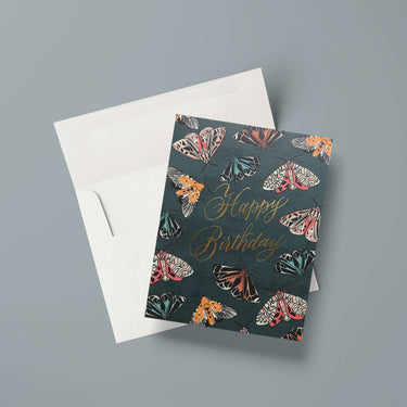 Emerald Moth Birthday Card