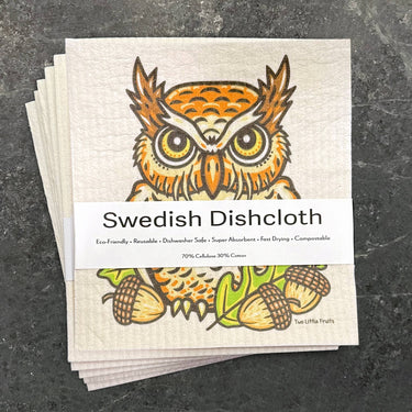 Swedish Dishcloth – Owl Print Kitchen Dishcloth