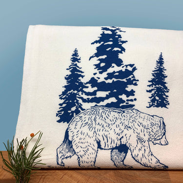 Rustic Bear Tea Towels – Blue Cotton Kitchen Towel