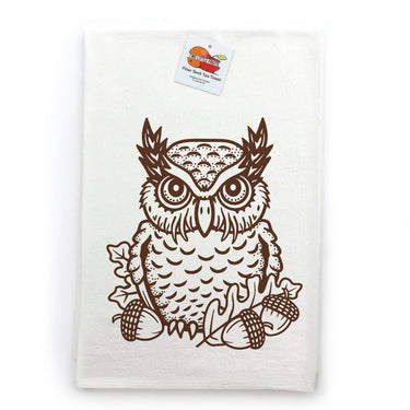 Oak Owl Tea Towel Set — Illustrated Flour Sack