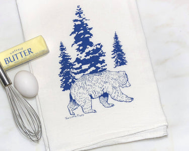 Rustic Bear Tea Towels – Blue Cotton Kitchen Towel