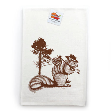 Squirrel Tea Towel — Screen-Printed Cotton