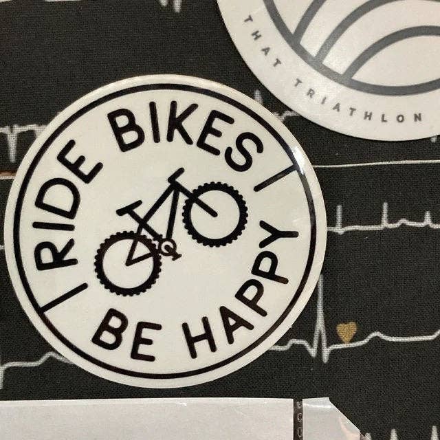 Ride Bikes Be Happy Cyclist Decal Sticker