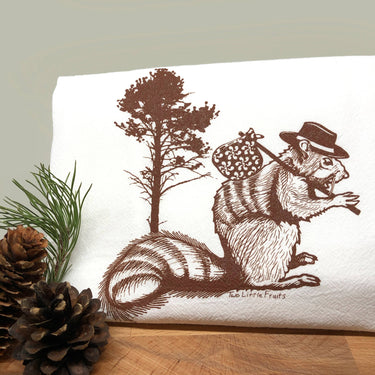 Squirrel Tea Towel — Screen-Printed Cotton