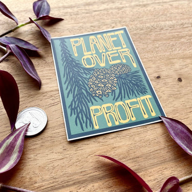 Planet Over Profit Sticker | matte vinyl environmental