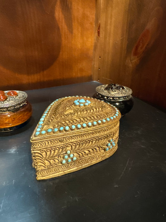 Brass and turq Vintage Box
