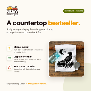 Black Crow Cotton Tea Towel