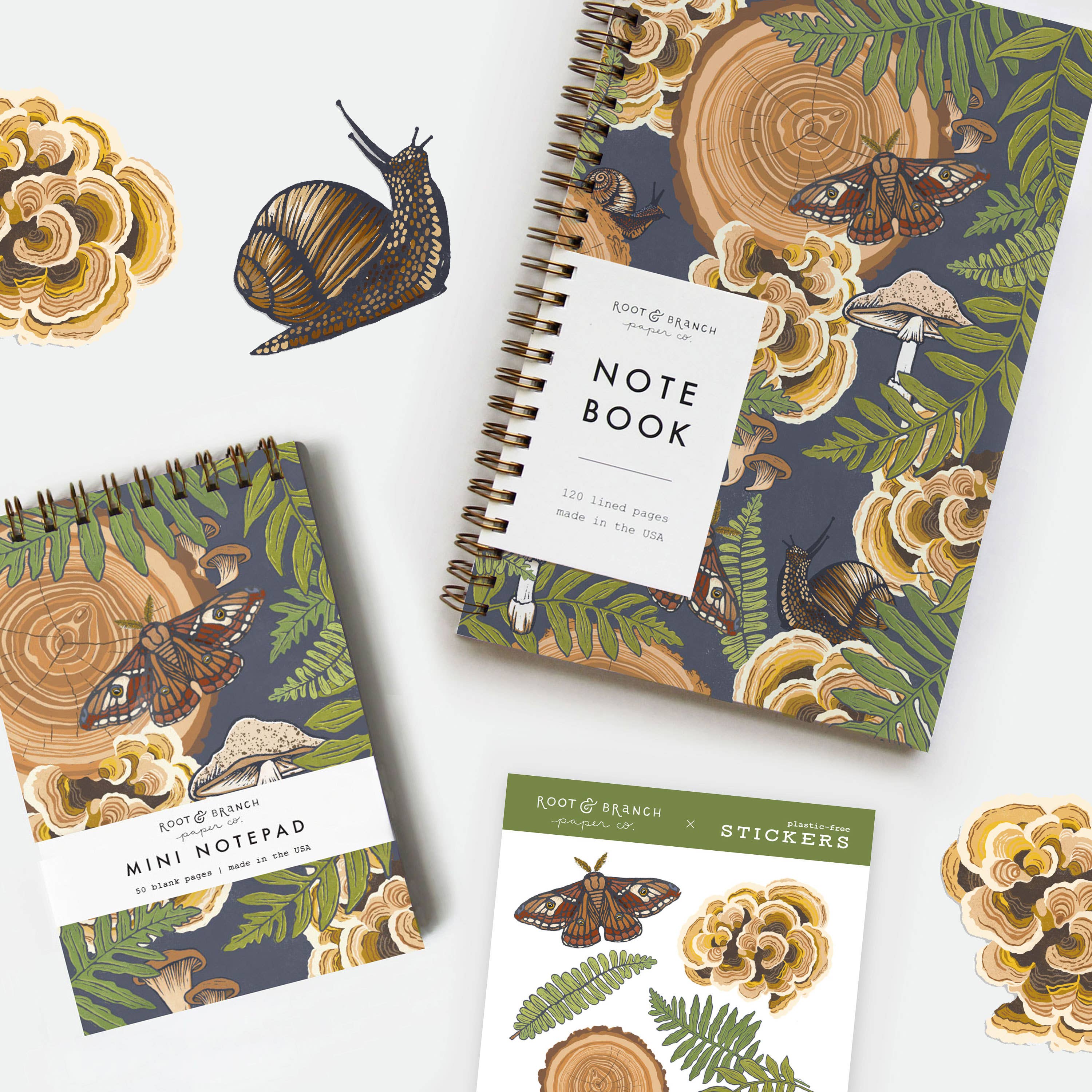 Mushroom Grove Mini Spiral Notepad – The Common Pine
